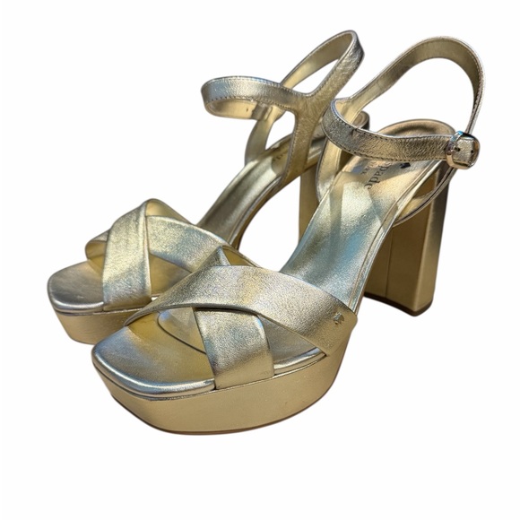 kate spade Shoes - Kate Spade Metallic Gold Platform Sandals with Ankle Strap